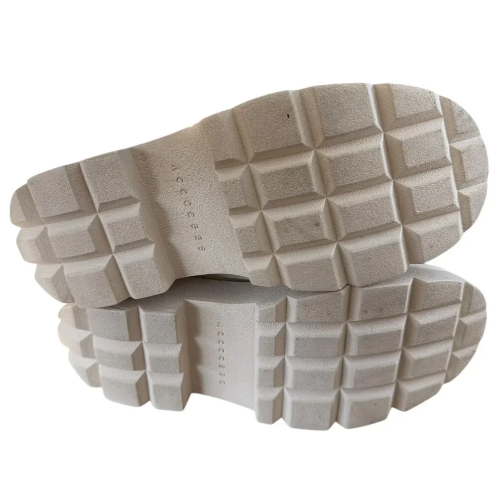 4CCCCEES Crunch Fringe Leather Platform Loafer‎ Ivory EU 40 US 9 Preppy